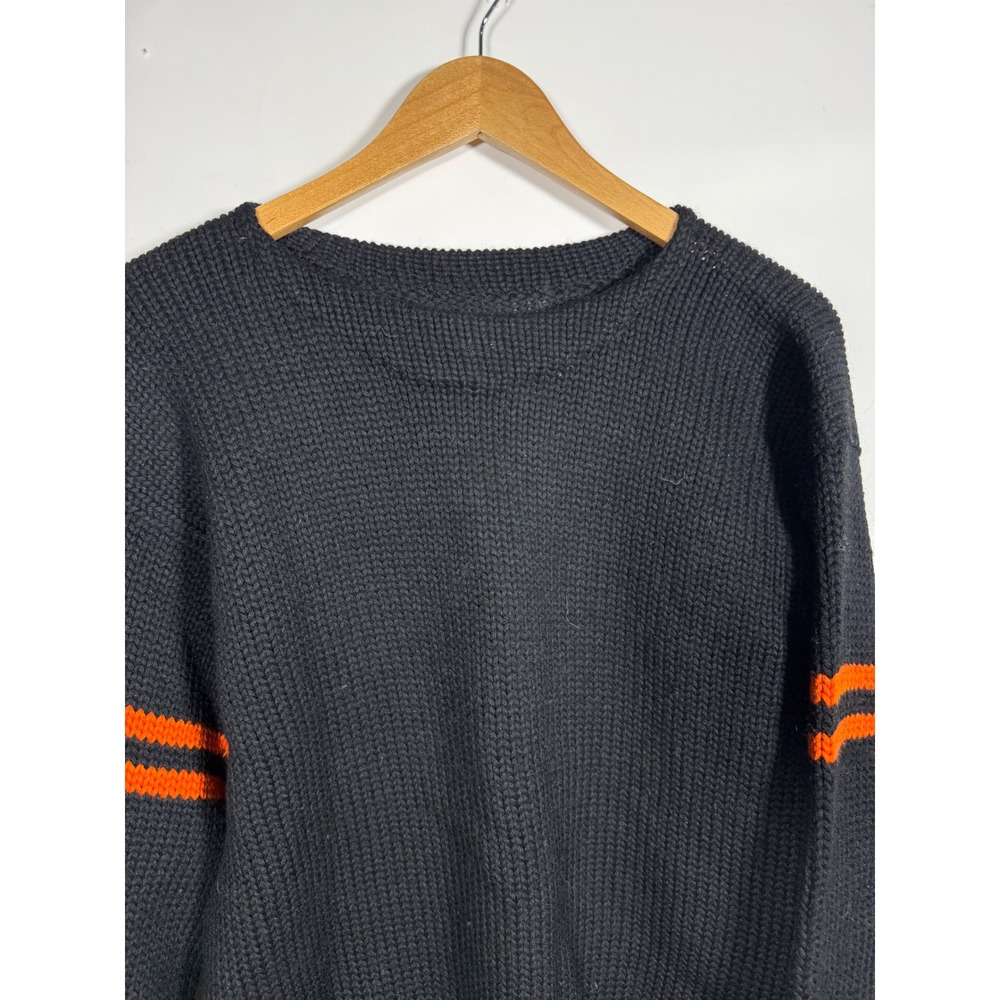 Vintage Princeton Sweaters All Wool Black Orange Stripe Varsity Knit Mens 50s 60 - Picture 2 of 9